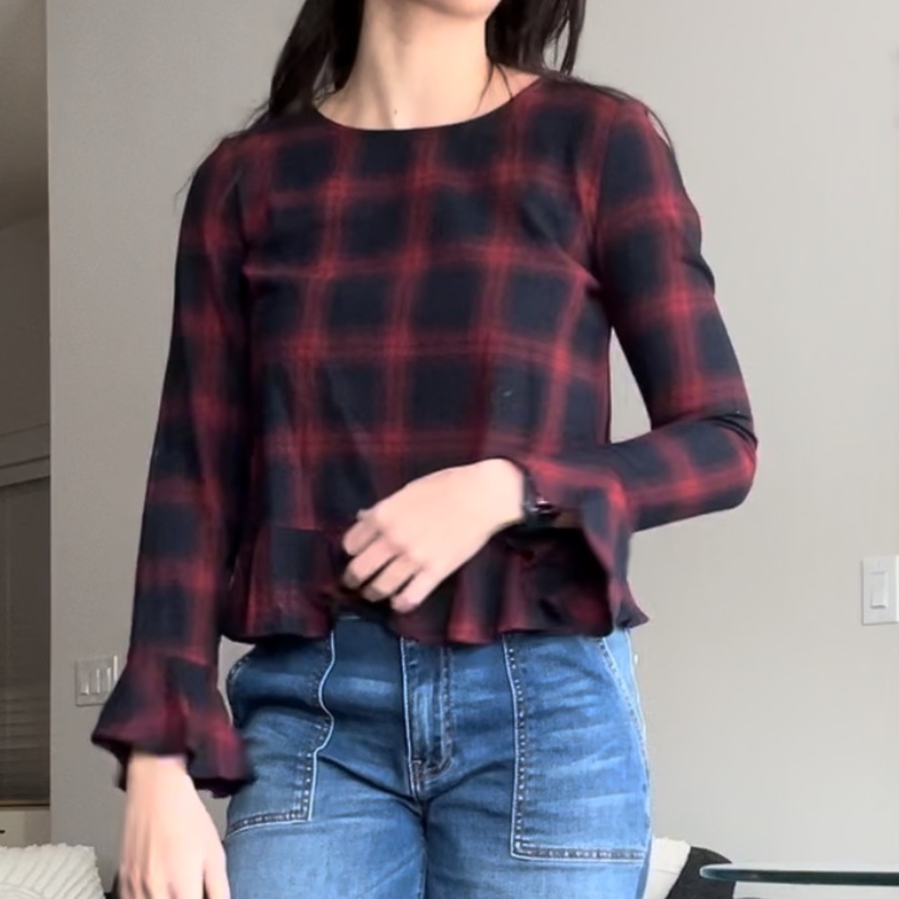 NWT Altar’d State Navy / Red Blouse Top